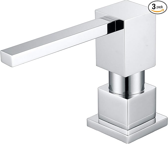 Sink Soap Dispenser for Kitchen Sink (Chrome), All Brass Built-in and Refill from Top Design,Metal Hand Soap & Dish Soap Copper Pump