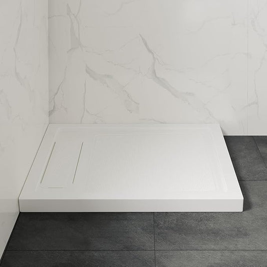 OVE Decors 32-in W x 36-in D Shower Base Pan Rectangle, Hidden Side Drain, White Acrylic, Reversible Design