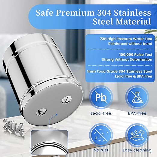 2.25G Gravity Water Filter System, NSF/ANSI 42&372 Standard, 304 Stainless Steel Countertop System with 2 Carbon Filters and Stand, Reduce 99% Chlorine and Lead