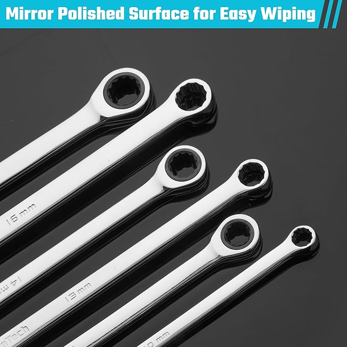 DURATECH 14mm Extra Long Ratcheting Wrench, Metric, CR-V Steel