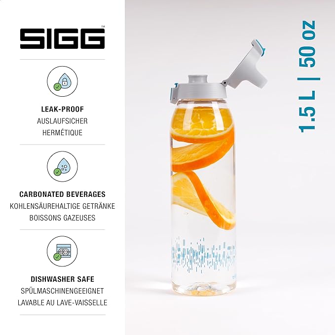 SIGG - Tritan Renew Transparent Water Bottle - Total Clear ONE MyPlanet - For Carbonated Beverages - Dishwasher Safe - With Fruit Strainer - Leakproof & Lightweight - BPA Free - 17 Oz / 25 Oz / 51 Oz