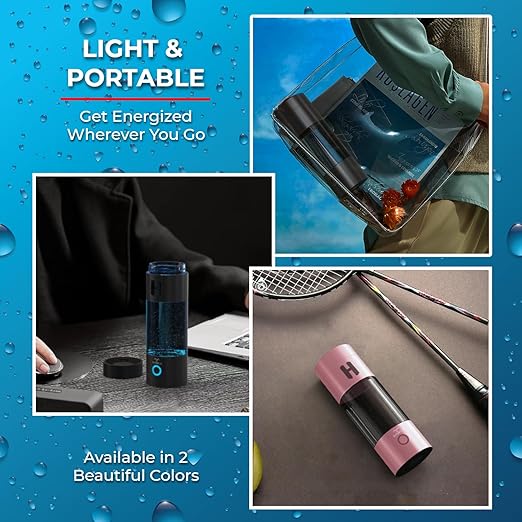 H2-Pro Hydrogen Water Bottle Generator with Latest SPE-PEM Technology (Onyx Black)