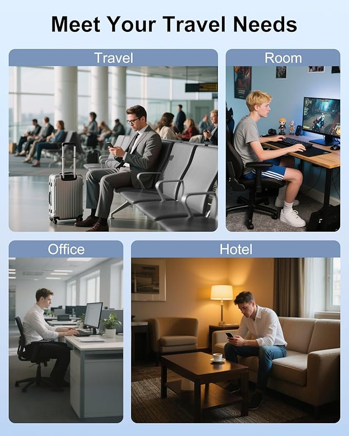 Power Strip with USB C - 40W Charging Station with 2 Outlets 3 USB C & 2 USB A - Charger for Multiple Devices, 5Ft Flat Plug Extension Cord for Travel Cruise Ship Office Dorm (Black)