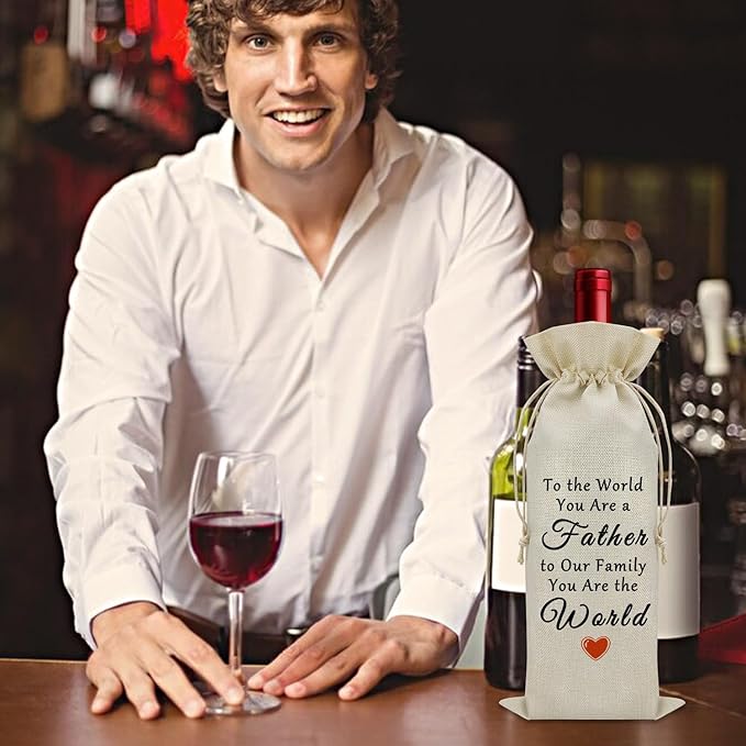 Sazuwu Funny Dad Gifts from Kids Wine Bag Happy Birthday Daddy Gifts from Daughter Fathers Day Gift from Son Wine Bottle Storage Bag Father Retirement Gift Wine Accessories Gifts for Wine Lovers