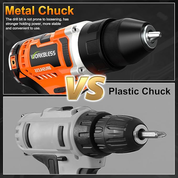 12V Brushless Power Drill, Cordless Drill with LCD Smart Display, 29+1 Torque Setting, 3/8 Inch Keyless Metal Chuck, 2.0Ah Battery, Fast Charger and 18Pcs Bits Included(Orange)