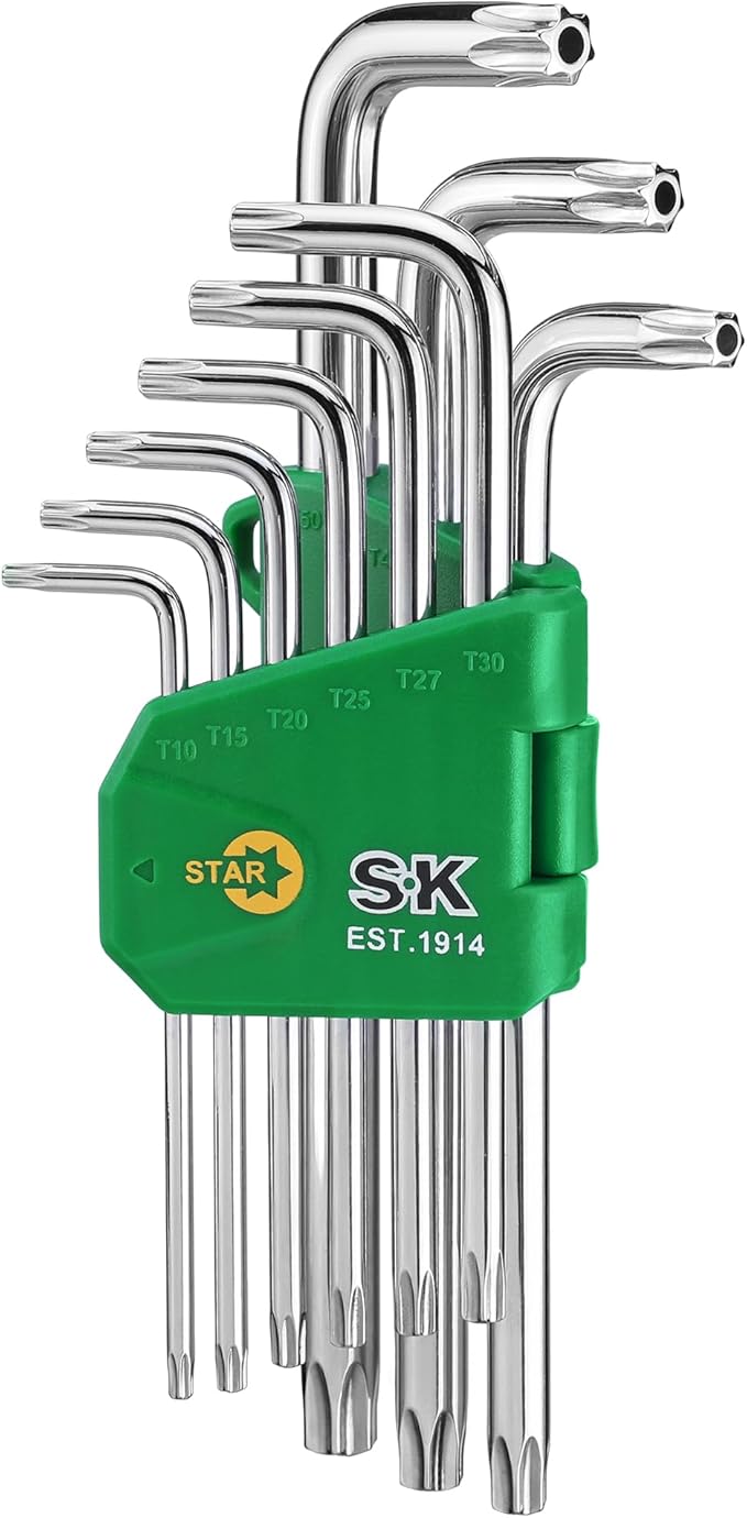 SK 9-Piece Allen Wrench Set, Star Hex Key Set, L-Shaped, S2 Steel