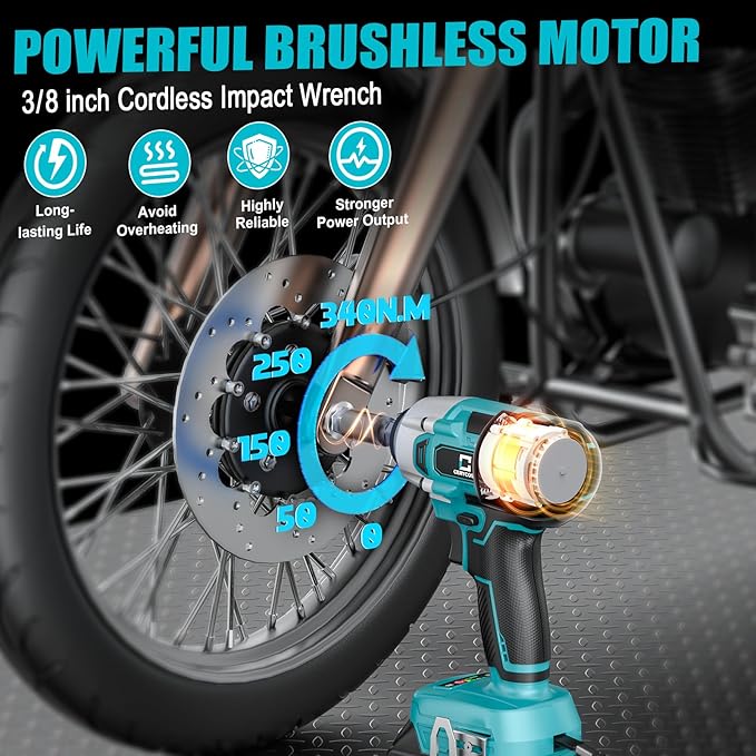 Cordless Impact Wrench for Makita Battery: 250FT-LBS 3/8 inch Impact Gun Brushless Electric Includes LED Work Light - 2400RPM Impact Driver Wrench - Bare Tool Only