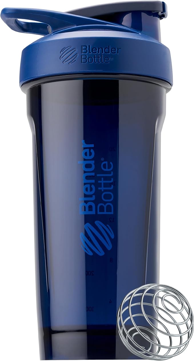 BlenderBottle 28-Ounce Strada Shaker Cups for Protein Shakes, Black and Blue