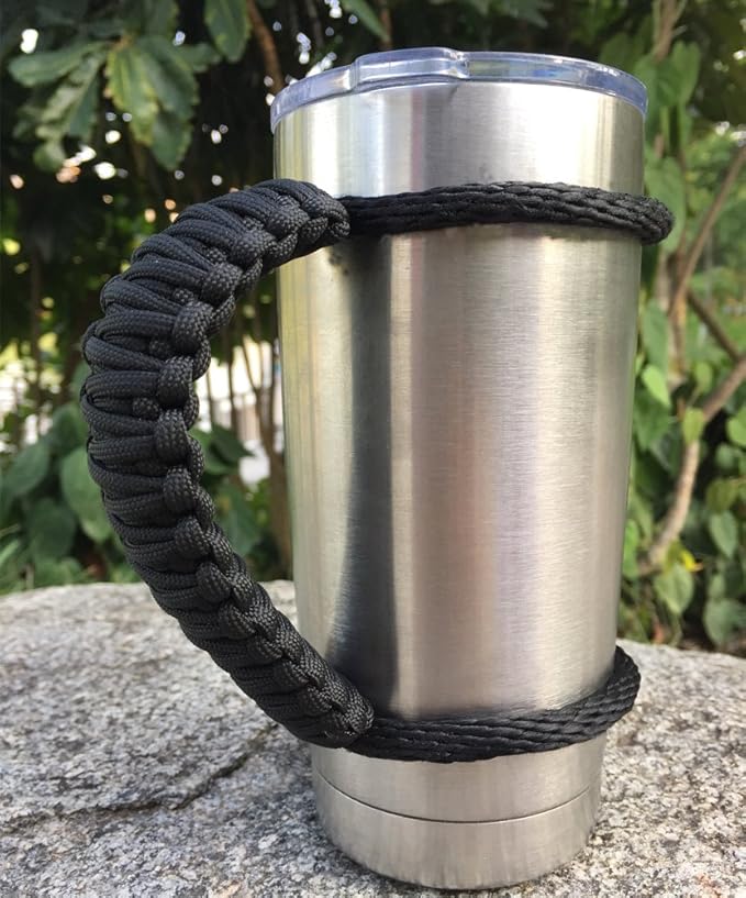 Handmade Paracord Handle for Yeti/Rtic/Ozark Trail Rambler 20 Oz Tumbler. Black