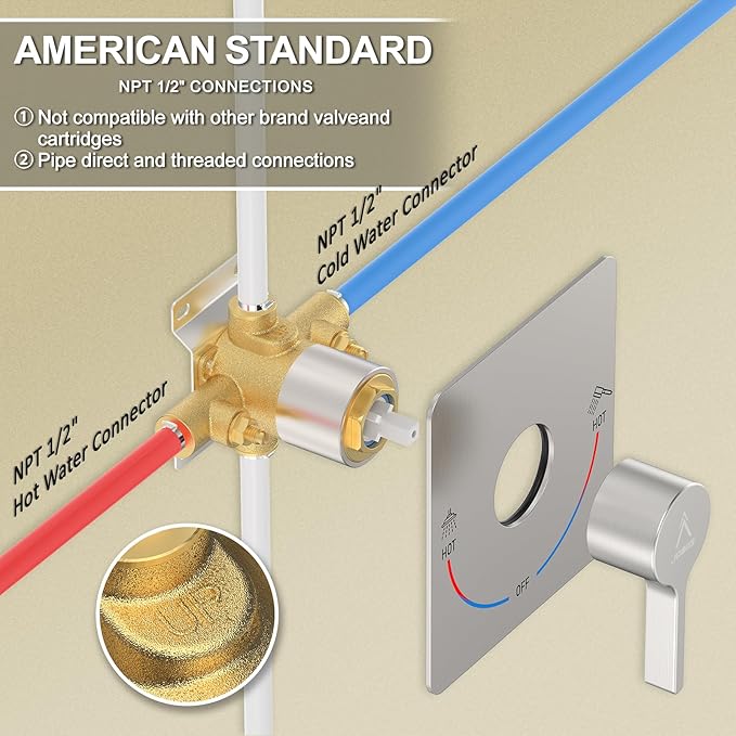 Shower Faucet Set Rain Shower System Valve Kit with Head -3 Setting Handheld High-Pressure Shower Fixtures Valve Included (Brushed Nickel)