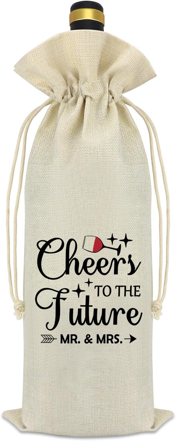 Future Mr and Mrs Gifts Engagement Gifts for Mr and Mrs Wedding Gifts for Couples Wine Bag Fiance Fiancee Gift Bridal Shower Gifts Newly Engaged Gift Reusable Wine Bottle Gift Bag with Drawstrings