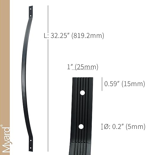 Myard 32-1/4 Inches Grooved Aluminum Deck Balusters Furniture with Screws for Facemount Railing Fencing, Arc Arch Style (25-Pack, Matte Black)