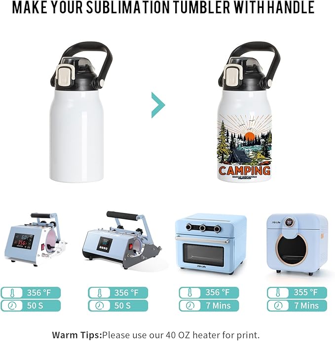 PYD Life 3 Pack Sublimation Water Jugs Bottles Vacuum Flasks White Blanks 32 OZ with Portable Sippy Up Lid and Straw Large Stainless Steel Travel Tumblers Cups Mugs for Tumbler Heat Press Printing
