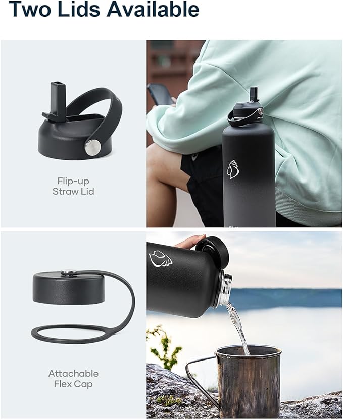 Insulated Water Bottle with Straw Lid, Modern Double Vacuum Stainless Steel Water Flask, Simple Half Gallon Water Jug, Metal Thermo Canteen Mug,87oz Sports Bottle