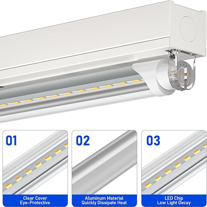 T8 T12 LED Bulbs 4 Foot, 4FT Tube Lights Type A+B Bulbs, 6CCT 3000K-6500K/5 Power(10W-24W) Selectable, T8/T12 4ft Fluorescent Tube Replacement, Plug and Play or Ballast Bypass, ETL DLC(6 Pack Clear)