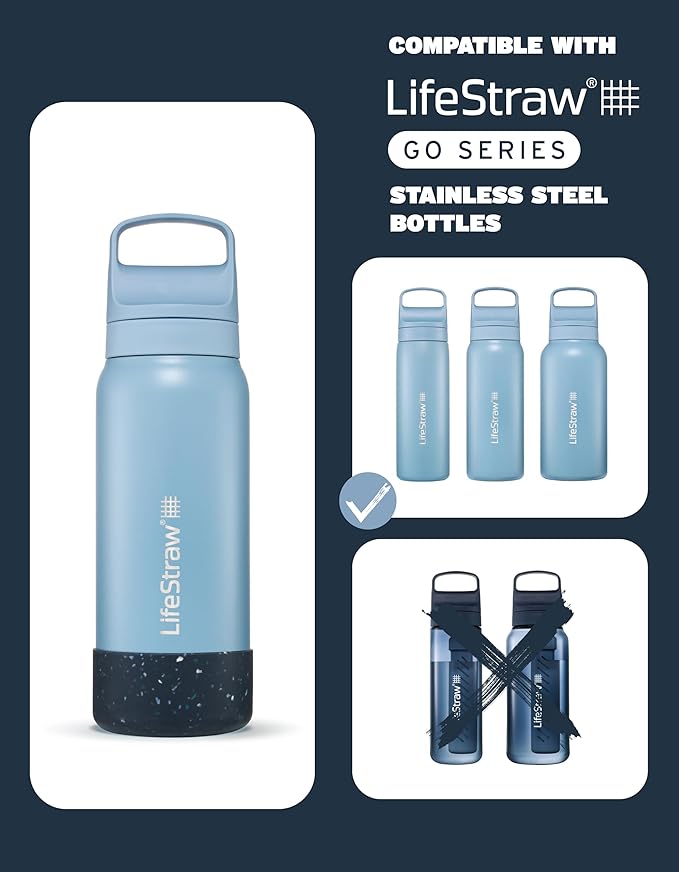 LifeStraw Go Series Silicone Base, Stainless Steel Bottle