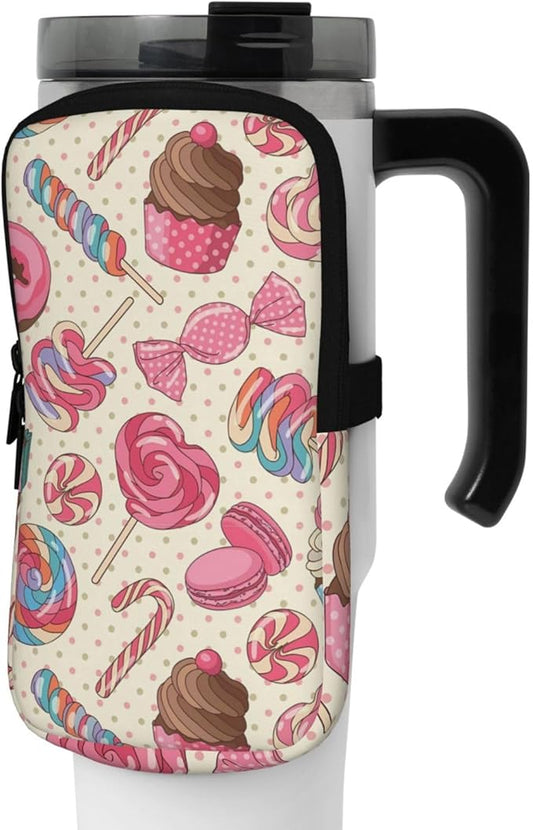 Galaxy Mandala Water Bottle Pouch for Stanley Cup 40oz 30oz,Personalized Gym Purse for Men Women, Tumbler Pouch with Versatile Pocket Water Bottle Bag for Cards, Keys, Phone