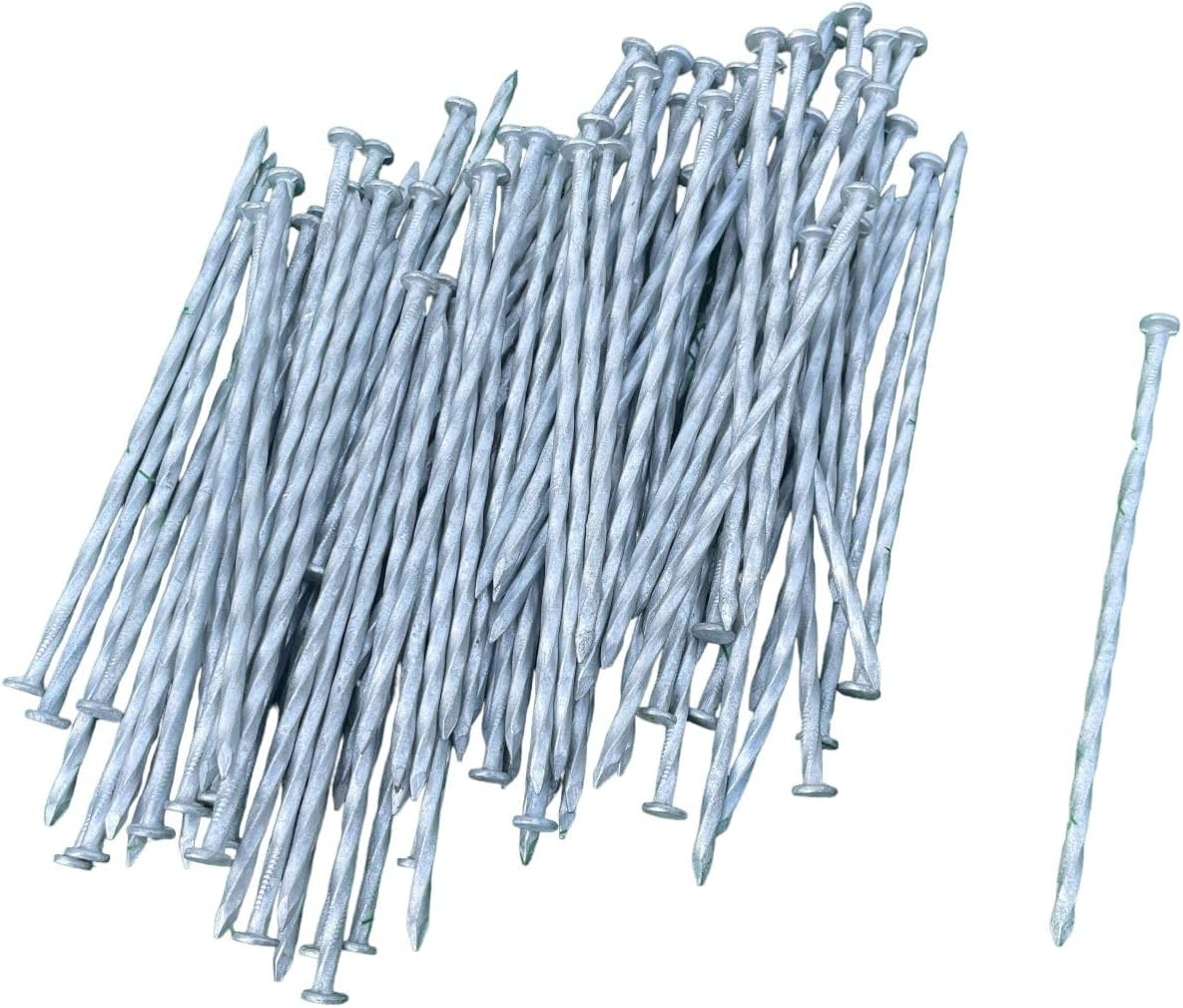 Sandbaggy 6 inch Galvanized Landscape Edging Spikes - Spiral Landscape Nails - 7 Gauge Steel - Great For Hard Rocky Soil - Also Great For Paver Edging, Artificial Turf, Landscape Fabric (1500, 6 inch)