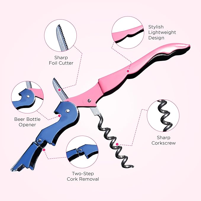 Shakey Wine Key! - Professional Waiter's Corkscrew Wine Bottle Opener with Foil Cutter (2-Pack)