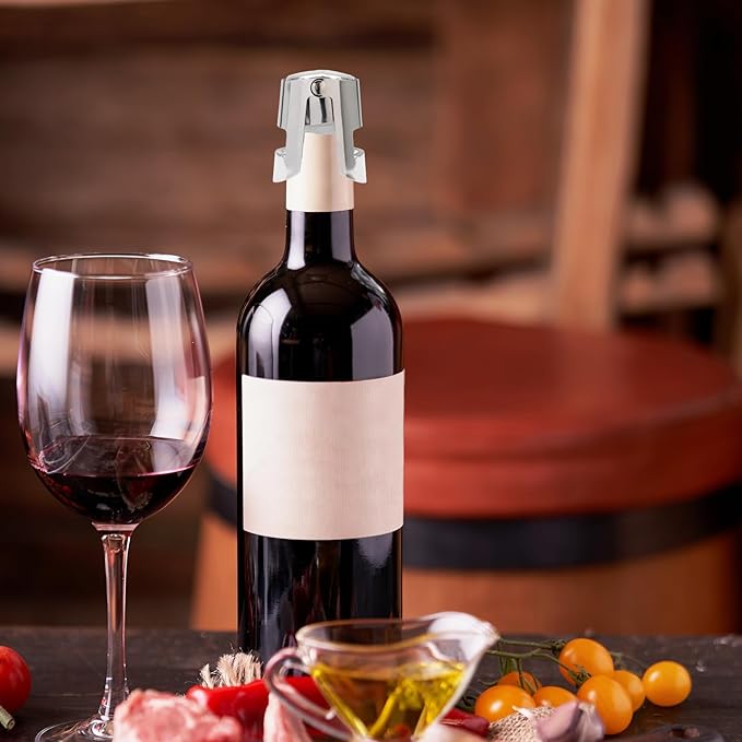 Uenhoy 6 Pack Champagne Stoppers Stainless Steel Wine Bottle Stopper with Food Grade Silicone, Bottle Plug Sealer, Reusable Champagne Cork, Bubble Retaining Saver for Champagne Prosecco Cava