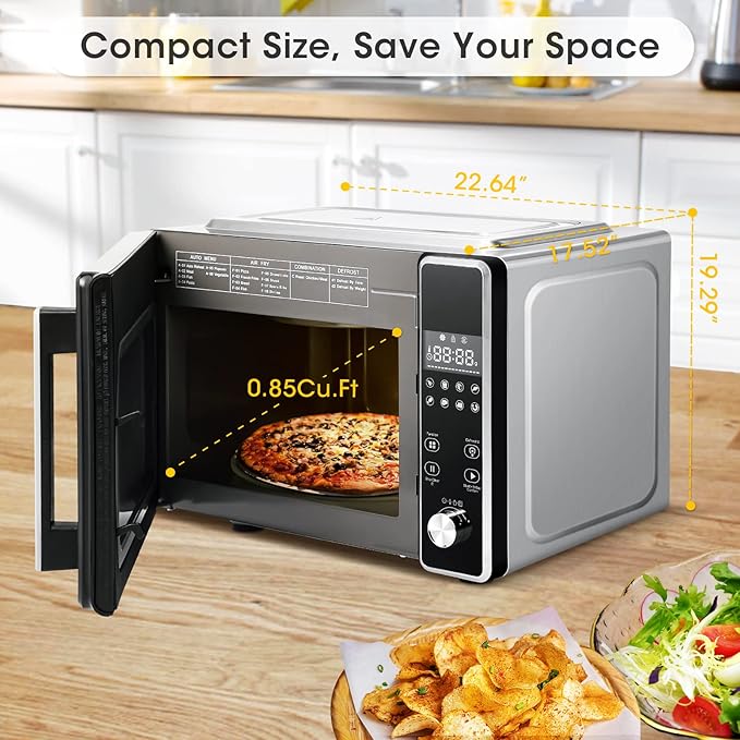 Air Fryer Oven Combo, Uten High-power Deep Air Fryer Oven Grill, Up to 400°F, 1800W, Digital Display, Fast Heat up/Time Control and Bonus Cookbook