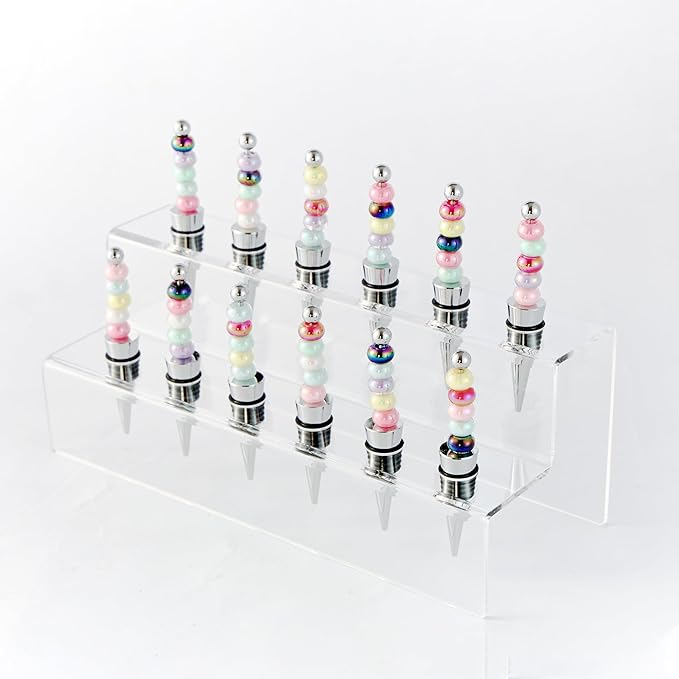 Acrylic Wine Stoppers Display Holder 12 Slot Clear Wine Bottle Stopper Stand Accessories Pourers Rack for Bar Cart