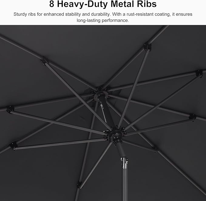 PURPLE LEAF 6' x 6' Square Patio Umbrella Outdoor Table Umbrella Aluminum Frame Market Umbrella Sun Umbrella with 8 Sturdy Ribs & Tilt for Garden Deck Lawn & Pool Gray