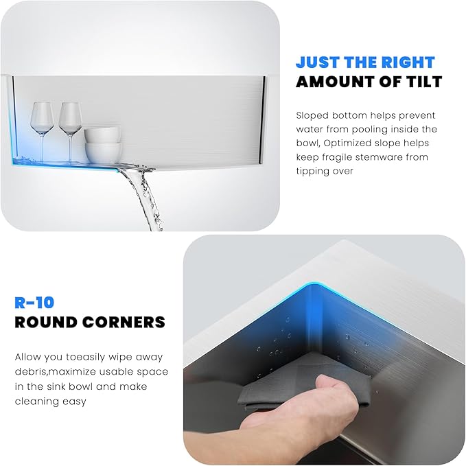 POPFLY 20×16 inch Drop In Kitchen Sink, 304 Stainless Steel Overmount Single Bowl Small Prep Bar Sink, 18 Gauge Top mount Handmade Deep Kitchen Sinks with 2 Holes, Brushed