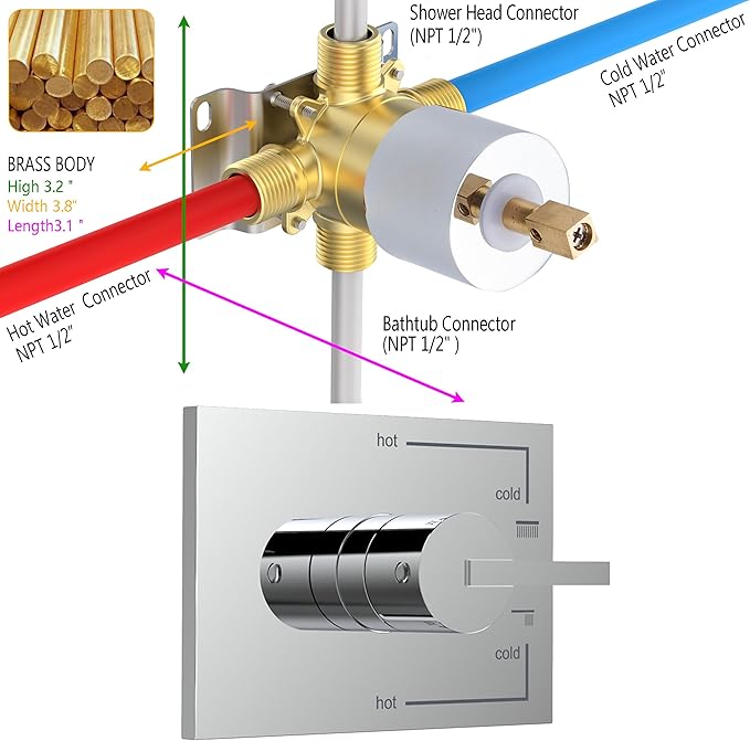 Rain Shower System with Waterfall Tub Spout 2 Function Chrome Shower Faucet Set Contain 12 Inch Shower Head and Tub Spout Trim Kit (Valve Included)