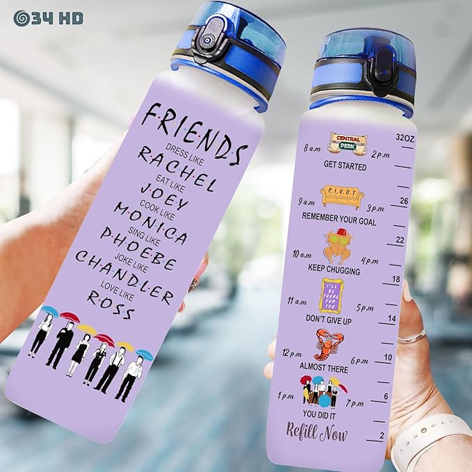 Gifts for Best Friends, Friends Water Bottle 32 oz with Time Marker, Bestie Motivational Bottle, Friendship Birthday Gifts, Bestie Gifts for Women