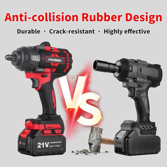 1350N.m(996Ft-lbs) Cordless Impact Wrench 1/2, 3300RPM High Torque Impact Gun, with 4-Mode Speed, 2 Battery & Charger, 5 Sockets 8 Drill 6 Screws, Electric Impact Wrench for Car/Truck/RV/Mower