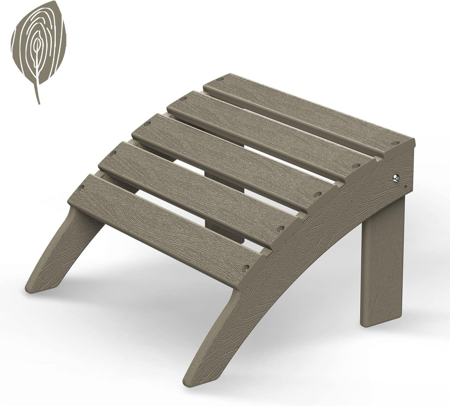 GREENVINES Adirondack-Ottoman | Wood Grain | HDPE Plastic | Outdoor Footrest | All Weather | Foot Rest | Foot Stool | Desert Brown | for Adirondack Chair