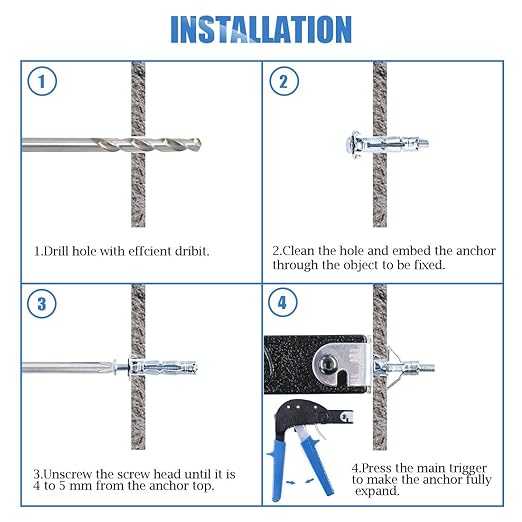 Glarks 80Pcs 6 Size Heavy Duty Zinc Plated Steel Molly Bolt Hollow Drive Wall Anchor Screws Assortment Kit for Drywall, Plaster and Tile