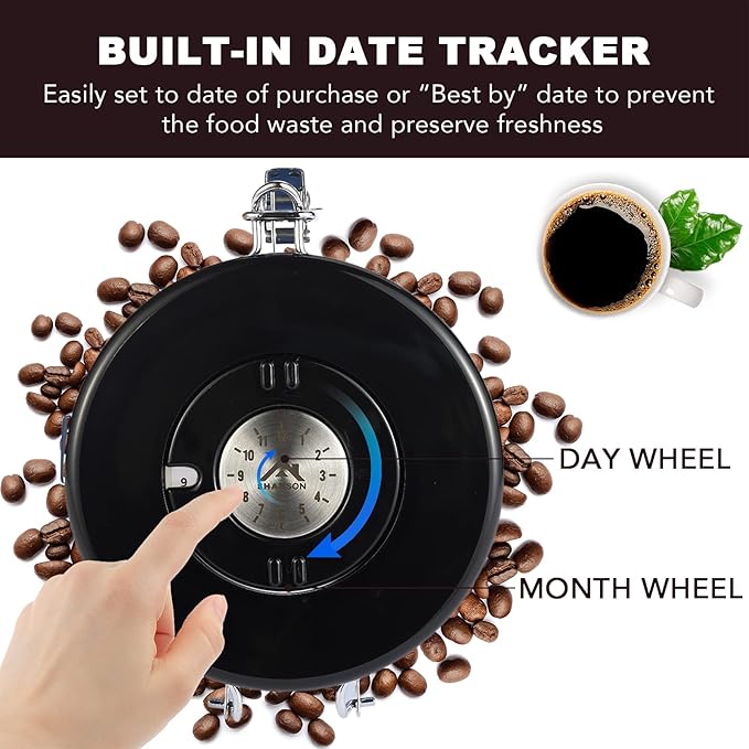 ShanSon Coffee Canister Airtight Coffee Container Stainless Steel Coffee Bean Storage Container with CO2 Release Valve and Scoop Coffee Canister for Beans,Grounds,Sugar,Flour,Tea,Cereal,22OZ,Blue