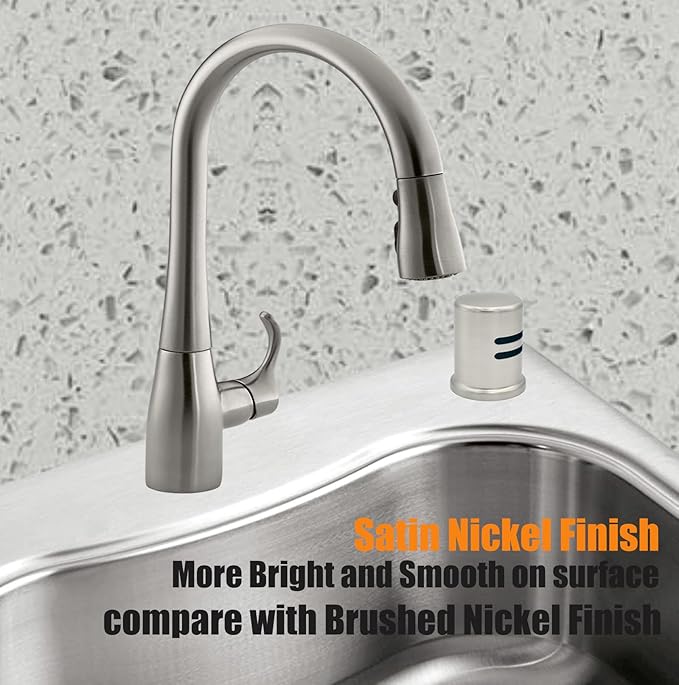 Satin Nickel Dishwasher Air Gap Cover only, Skirted, Replacement air gap dishwasher,Solid Brass, Satin Nickel Finish