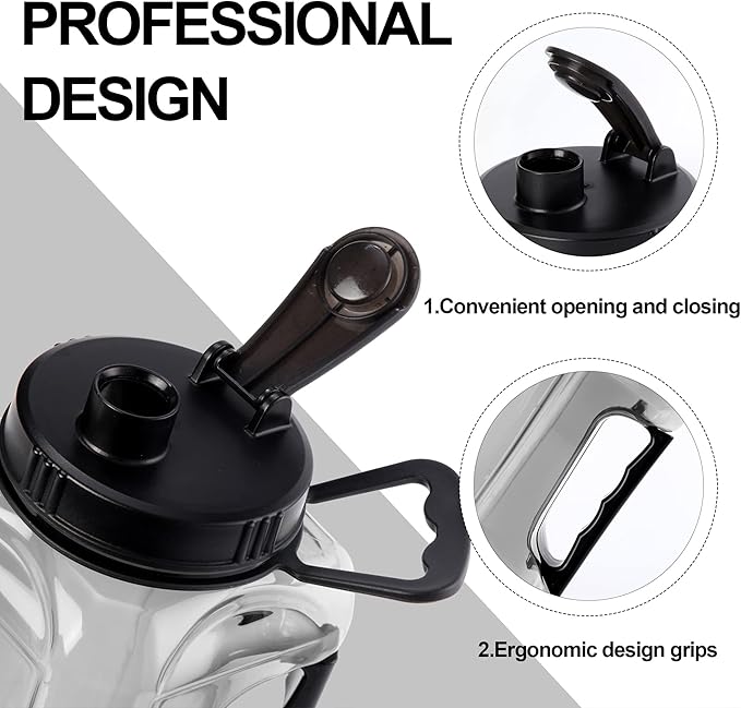 Half Gallon Water Bottle Large Sports Water Bottle Jug With Times to Drink Marker BPA Free Reusable for Fitness Gym Outdoor 64oz Grey