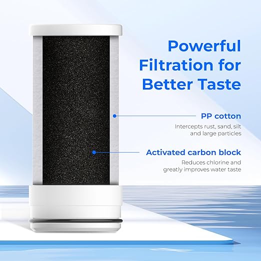 Waterdrop WD-FF-03A Faucet Replacement Filter, Carbon Block Filter Fits WD-FC-01, WD-FC-02, WD-FC-06, Reduces Chlorine, Heavy Metals and Bad Taste, Pack of 1