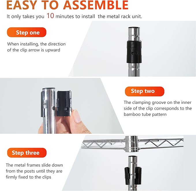 BestOffice | 3-Tier Wire Storage Shelves with Wheels | 23x13x31 | Chrome | Adjustable Racks | Heavy-Duty Metal Shelf, Holds Upto 170 lbs | No-Tool Assembly | Ideal for Home & Garage Shelving