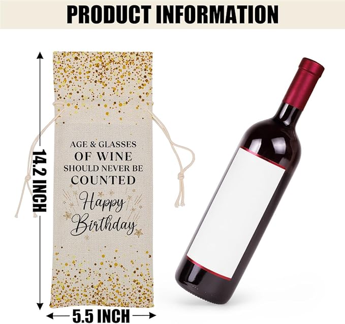 Happy Birthday Gifts for Women Wine Bag Birthday Present 20th 30th 40th 50th Birthday Gifts for Men Coworkers Lady Friend Bestie Him Anniversary Wine Bags