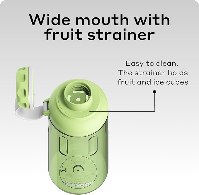 BOBBER 30 oz Tritan Water Bottle with Handle and Fruit Infuser — BPA Free Plastic Water Bottle with Screw Top Lid — Dishwasher Safe Tritan Water Jug, Great for Runners, Gym, Golf & Outdoor (Green)