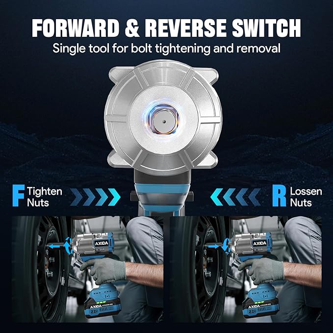 Cordless Impact Wrench 1/2 inch,1107Ft-lbs Brushless High Torque Impact Gun 21V Electric Impact Driver with 2x 4.0Ah Batteries, 5 Sockets, Charger, Extension Bar for Car, RV, Truck Wheel Lug Nuts