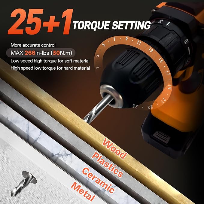 COMOWARE 171-Piece Home Tool Kit with Drill, 20V Cordless Power Drill Combo Set, Complete Household Repair Tools for Men & Women in Garden, Office, DIY Projects