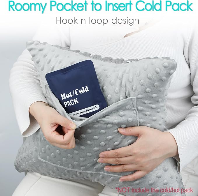 Heart Surgery Pillow Cough Recovery Pillows with 2 Pockets for Open Heart Surgery Bypass Mastectomy Breast Cancer Lumpectomy Chemo Port Pacemaker Broken Ribs Must Have Gifts Minky Dot Gray