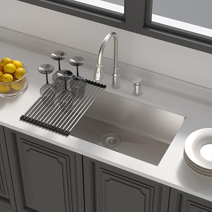 Lordear 36 inch Undermount Kitchen Sink 16 Gauge Large Stainless Steel Single Bowl Under Counter Kitchen Sinks Deep Basin 36x19x10 Inch Handmade