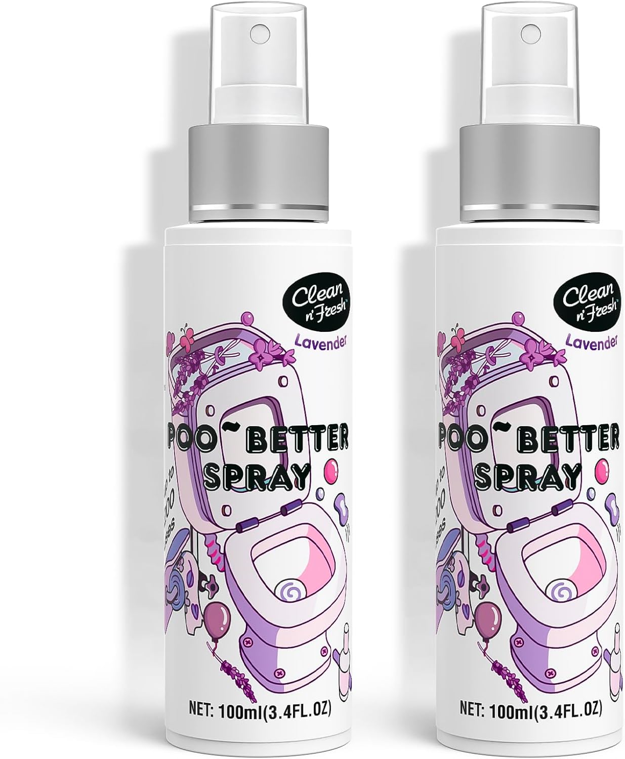 Clean-n-Fresh Toilet Spray for Poop, Lavender 6.8 Fl.Oz, Air Freshener Bathroom Spray, Odor Eliminator| Up to 400+ Uses