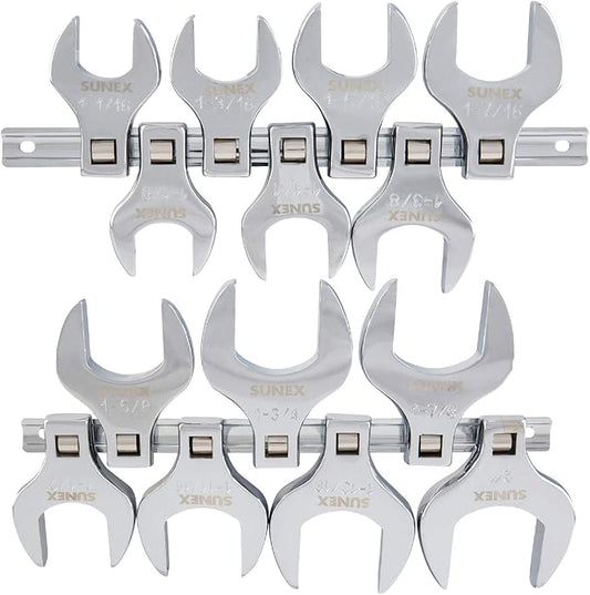 SUNEX TOOLS 9721 1/2" Drive Fractional Jumbo Straight Crowfoot Wrench Set, 14-Piece