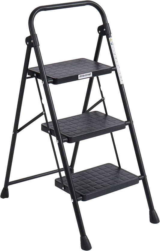 3-Step Ladder Folding Step Stool with Anti Slip Pedal and Handgrip Portable Sturdy Ladder for Home & Office 330 Lbs Black1