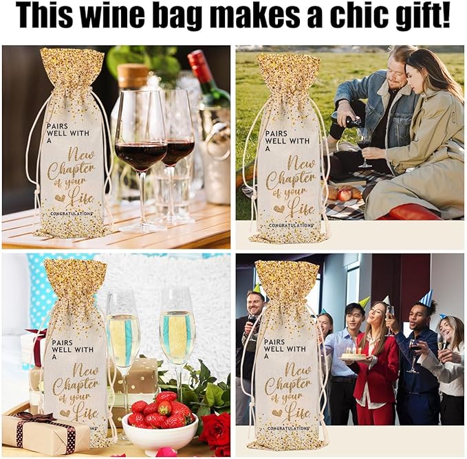 Farewell Gifts for Coworkers Leaving Job Going Away Gift Wine Bag New Beginnings New Job Gifts for Women Men Lady Congratulations Retirement Engagement Wine Bags