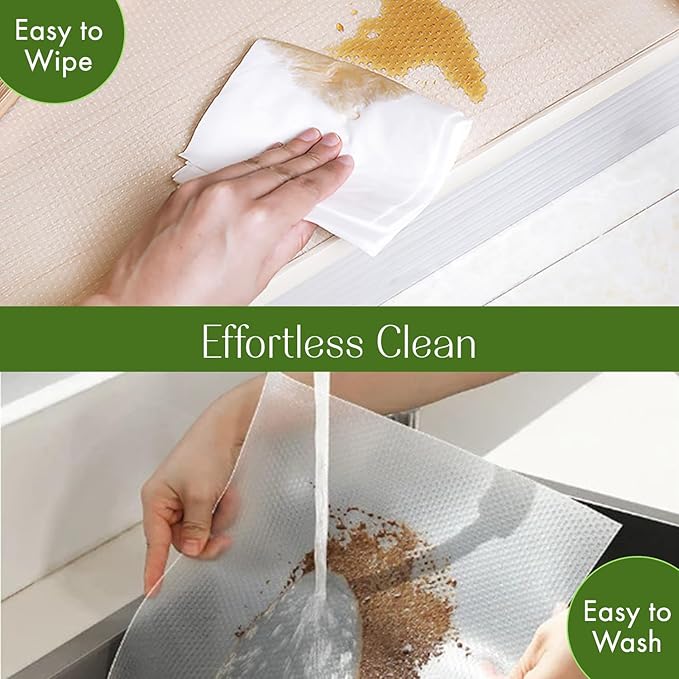 EVALAND 17.7 INCHES x 33 FEET (394 Inches) Non-Slip Shelf Liner, EVA Kitchen Liner, Non-Adhesive Liner, Original Smooth Shelf Liner, Durable Strong Grip Liner, Stain-Proof Shelf, Drawer, Cabinet Liner