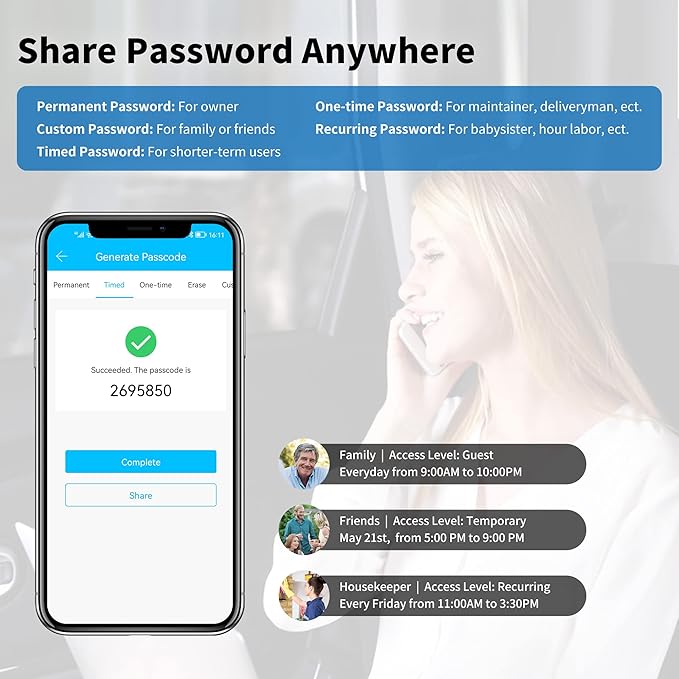 Smart Lock,TFX1 Bluetooth Enabled Fingerprint and Touchscreen Electronic Door Lock|TTLock App Unlock|Keyless Entry|Auto Lock|Fingerprint Door Lock for Home Office Apartment Hotel Garage School(Silver)